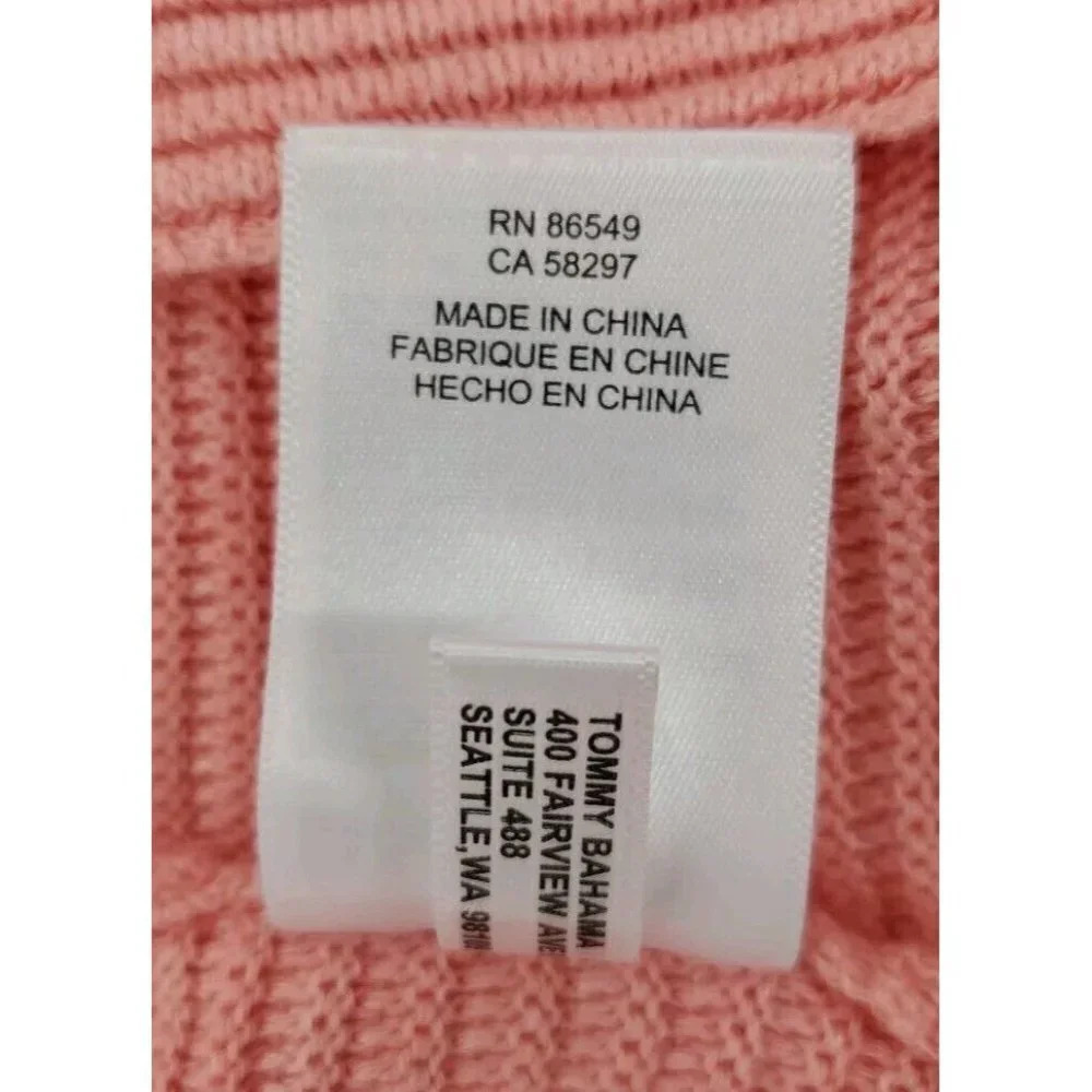 Tommy Bahama Bonita Ottoman Ribbed Short Sleeve Sweater Coral XSmall Pullover - Picture 9 of 9